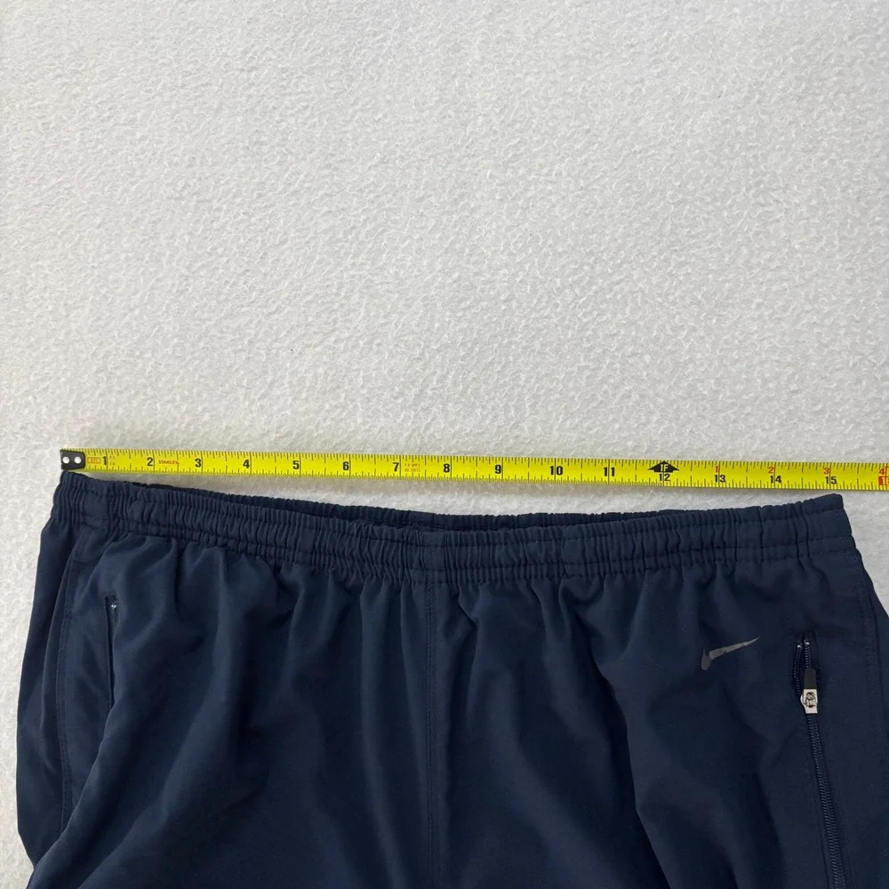 Nike Dri-FIT Mens Track Pants Navy Blue Grey Stripe Zipper Pockets Large